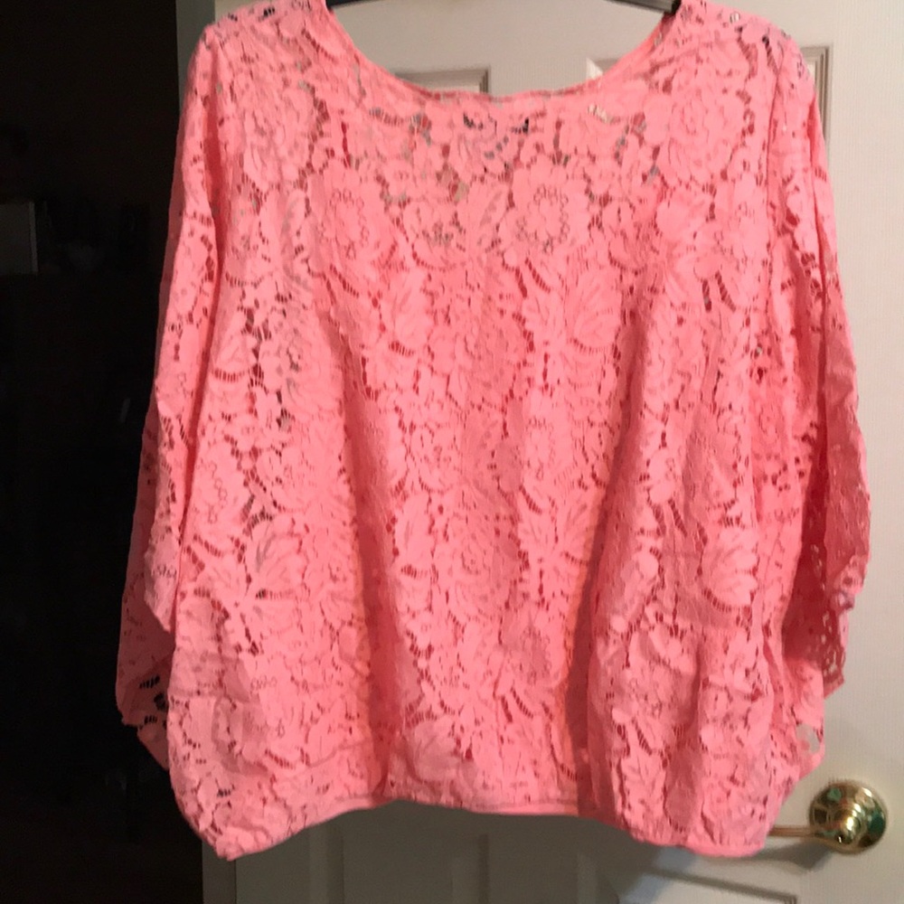 3X Alfani coral lace lined top
